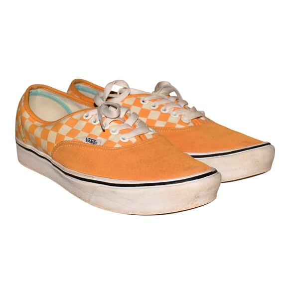 VANS $80 Comfy Cush Orange Checker Suede Classic Skate Shoe M 9 / W 10.5 - Picture 1 of 7
